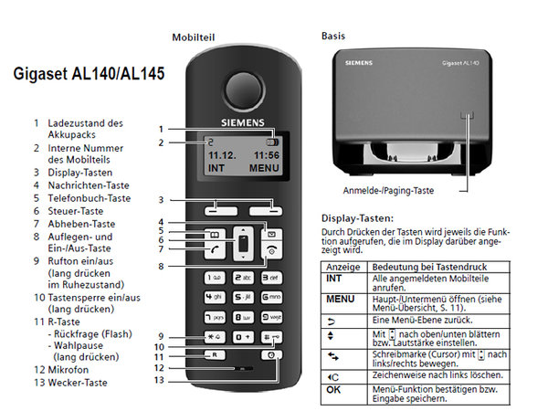 Siemens Gigaset AL140 schnurloses analog Telefon - refurbished