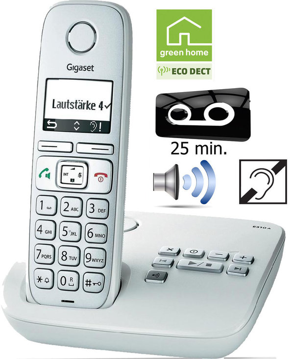 Gigaset E310A ECO-DECT analog Strahlungsarm Telefon mit Anrufbeantworter QUATTRO