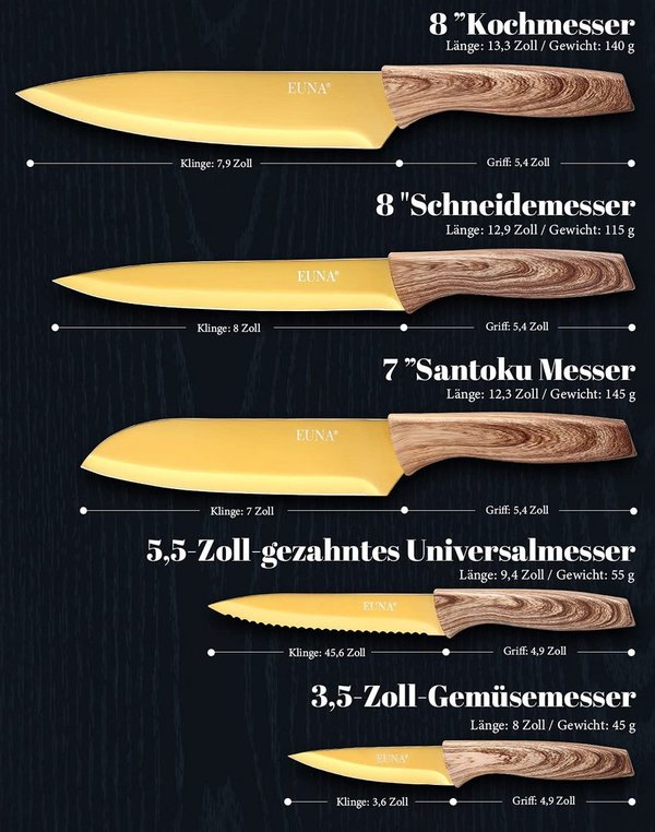 Messer Set 5teilig Küchenscheren Brotzeitmesser Obstmesser & Gemüsemesser japanisches kochmesser